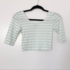 American Rag mint green & white striped crop top